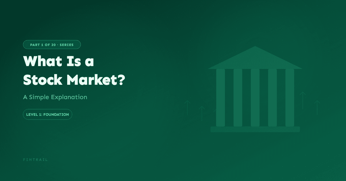 Illustration of a stock exchange building with pillars representing the foundation of stock market investing